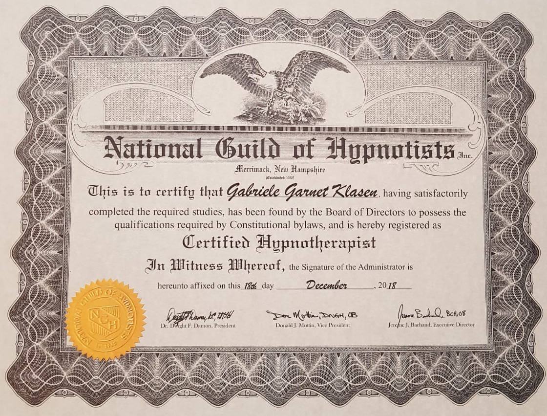 National Guild of Hypnotists Zertifikat Hypnose