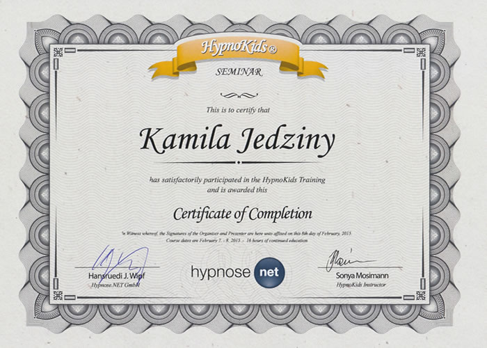 Zertifikat Hypnose Hypnokids